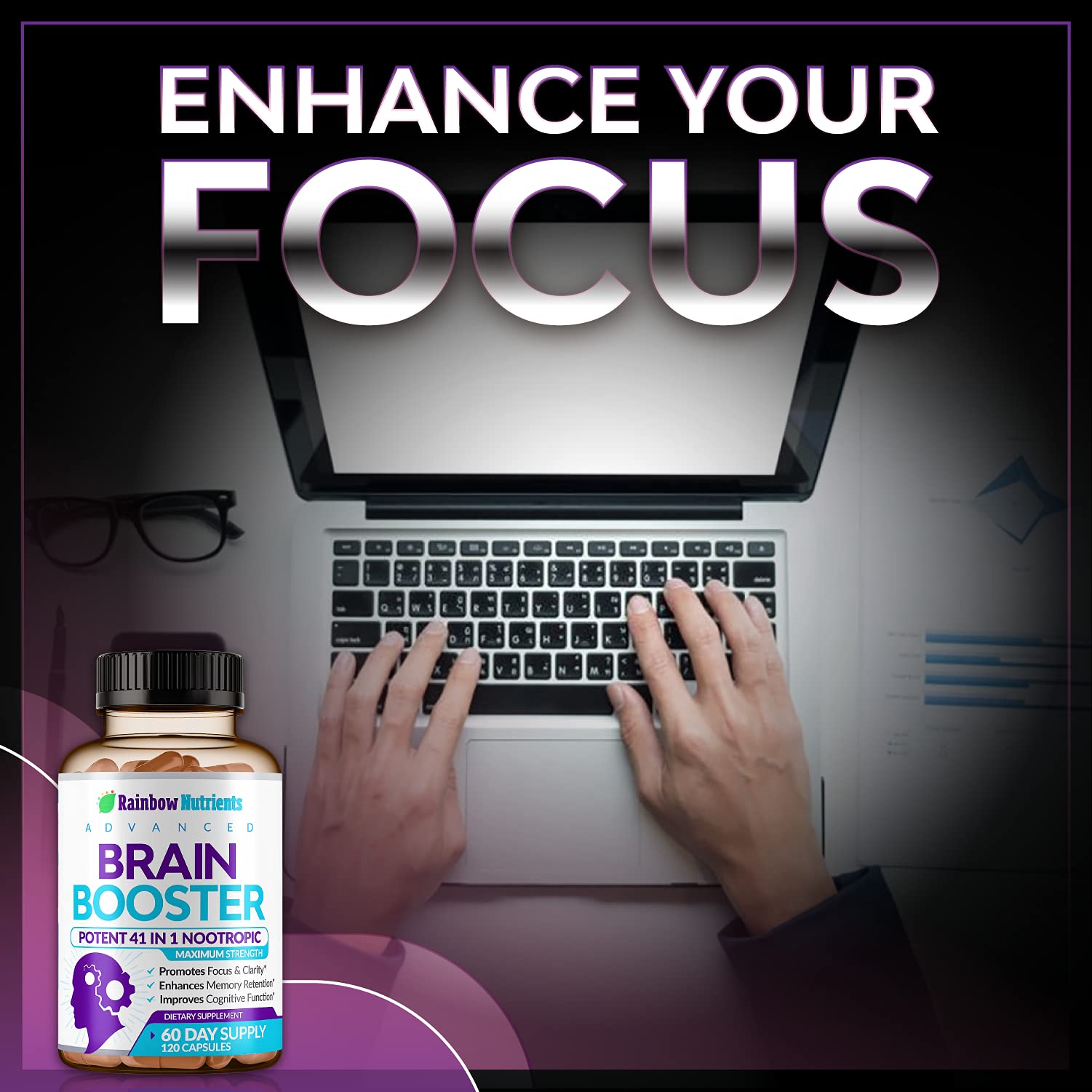 40-in-1 Brain Booster Supplements for Memory, Focus, Clarity, Energy, Performance